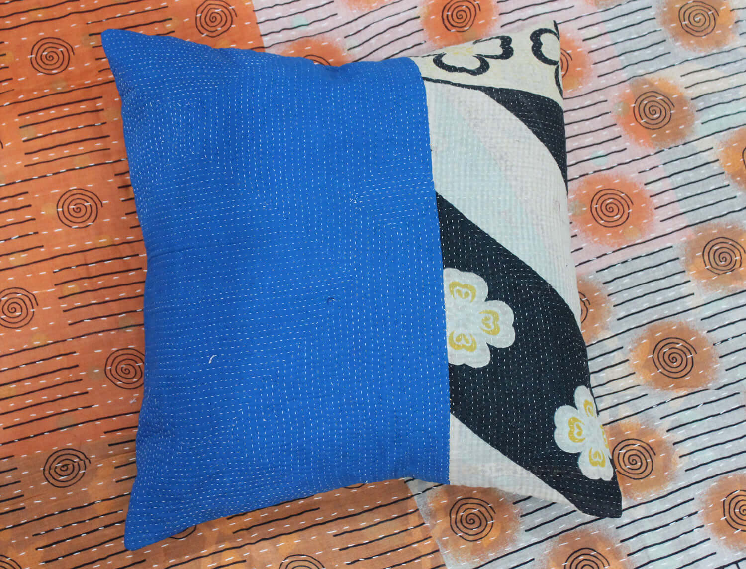 Vintage Bohemian Kantha Cushion Covers - Handmade Pillows