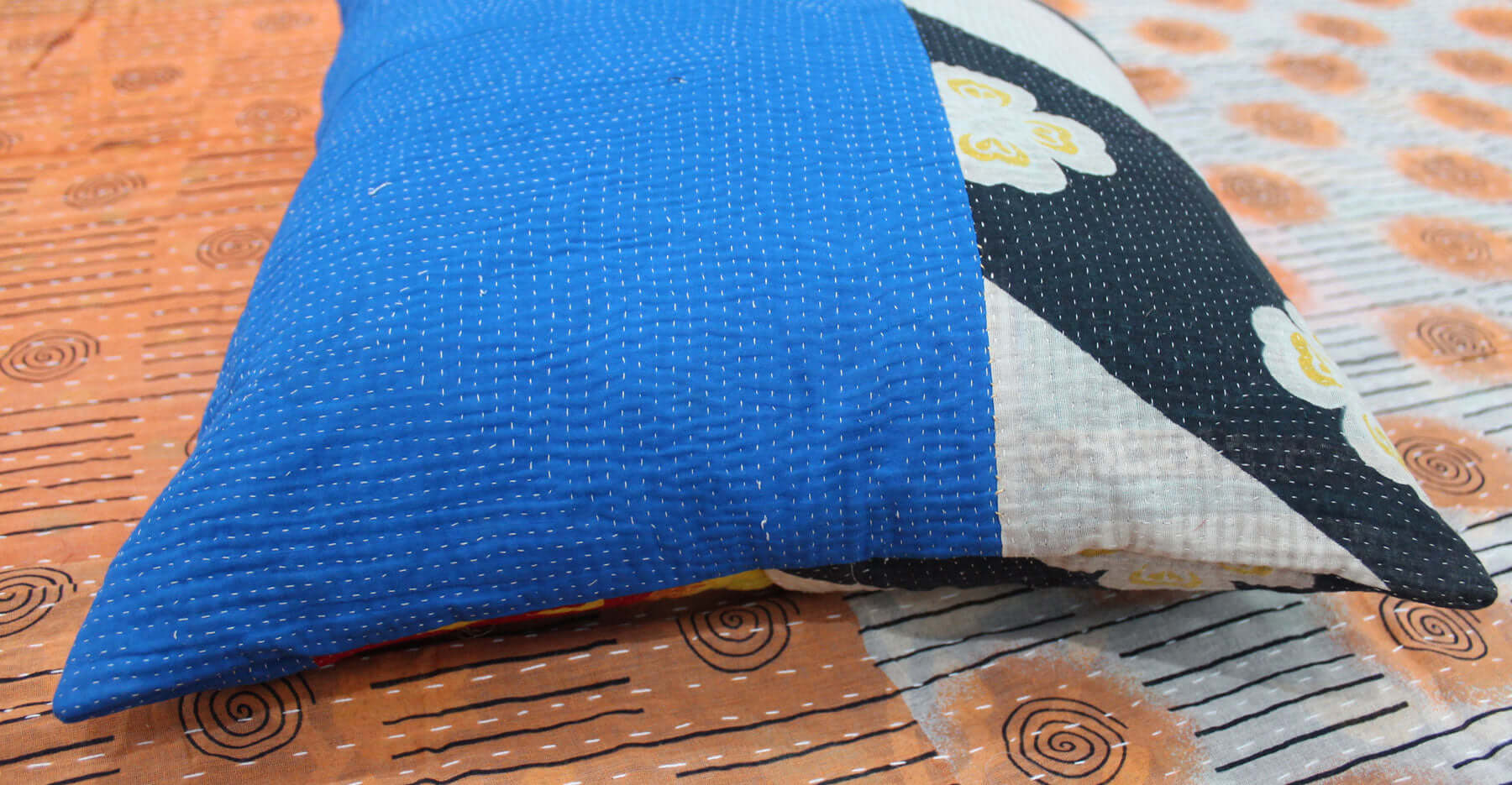 Vintage Bohemian Kantha Cushion Covers - Handmade Pillows