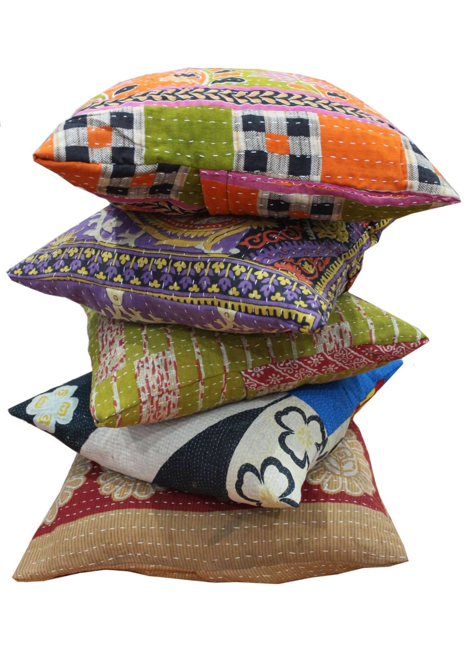 Vintage Bohemian Kantha Cushion Covers - Handmade Pillows