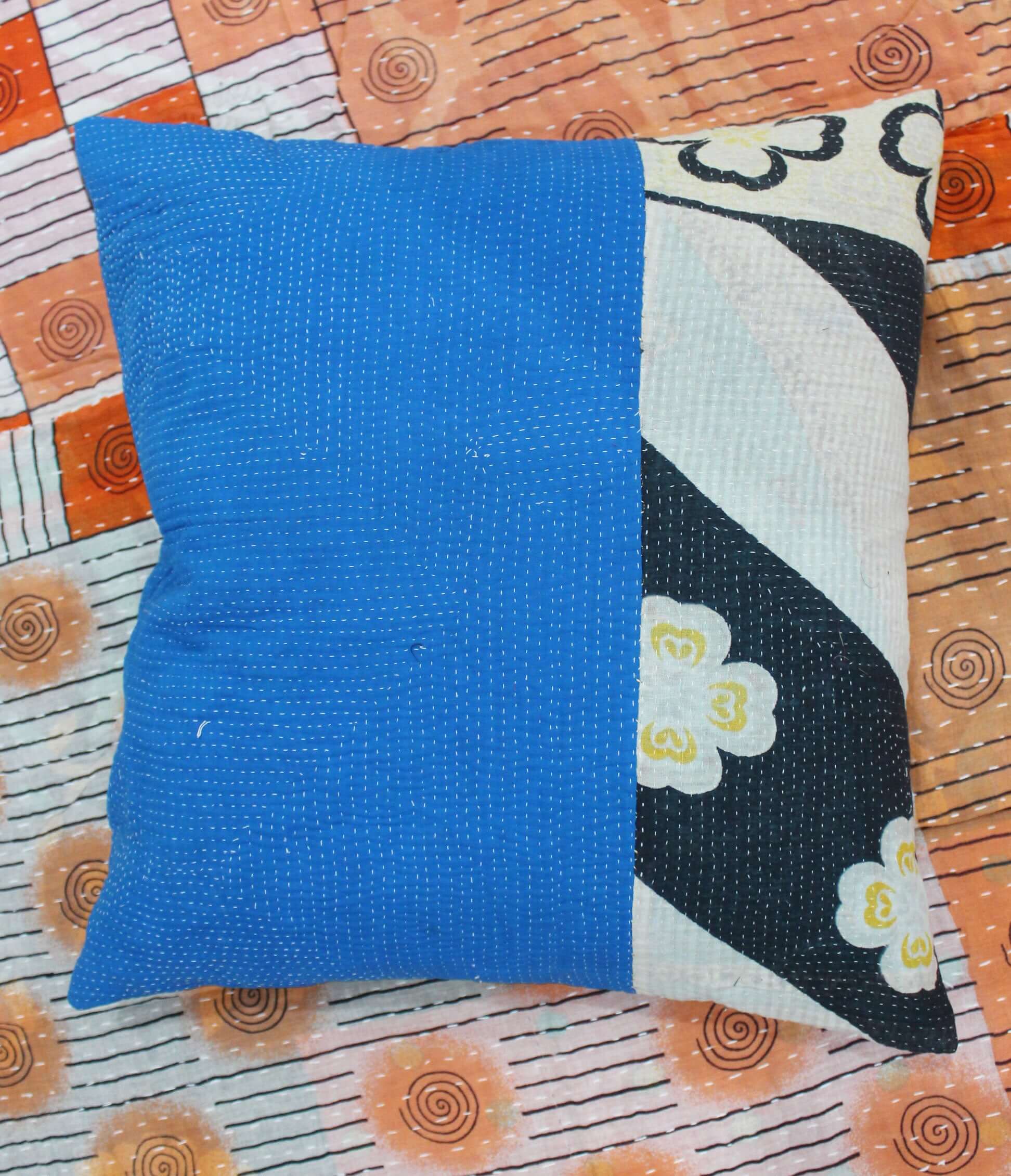 Vintage Bohemian Kantha Cushion Covers - Handmade Pillows