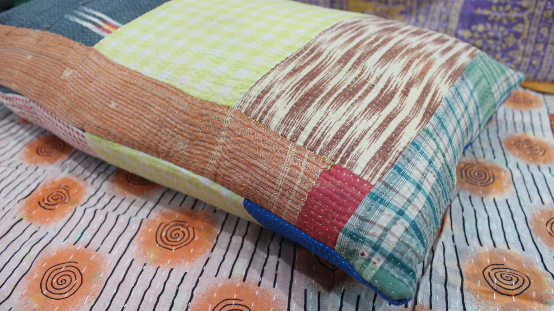 Vintage Bohemian Kantha Cushion Covers - Handmade Pillows