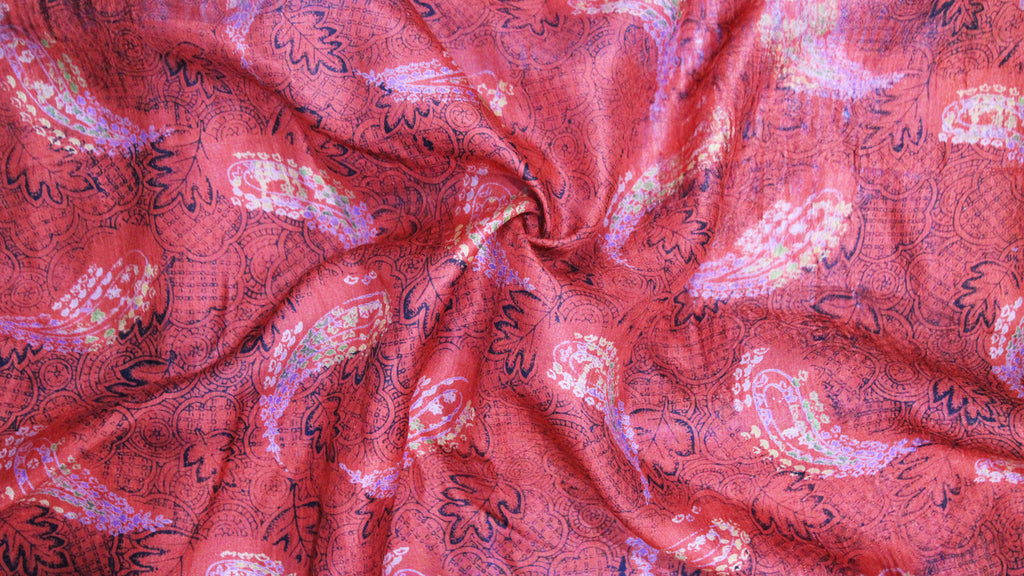 Vintage 1970s Indian Silk Pink Scarf