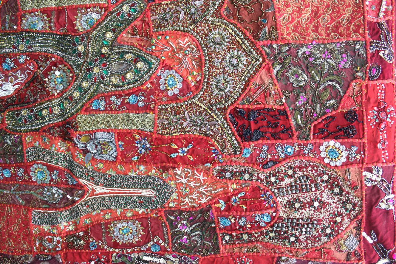 Indian Wall Hanging Embroidered Tapestry Red Cloth wall Hanging