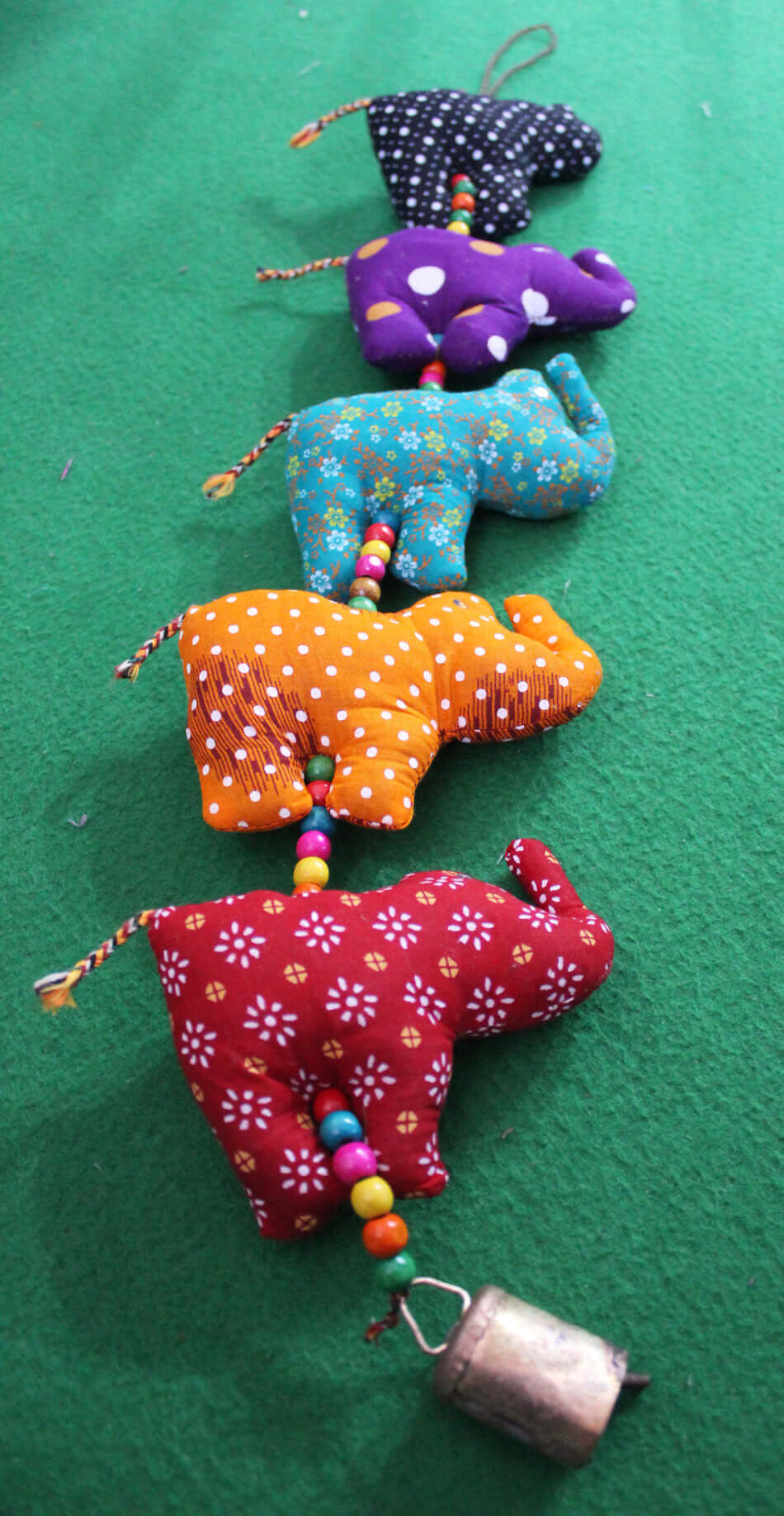 5 Fabric Cotton Elephant Door Hanging Mobile Decoration