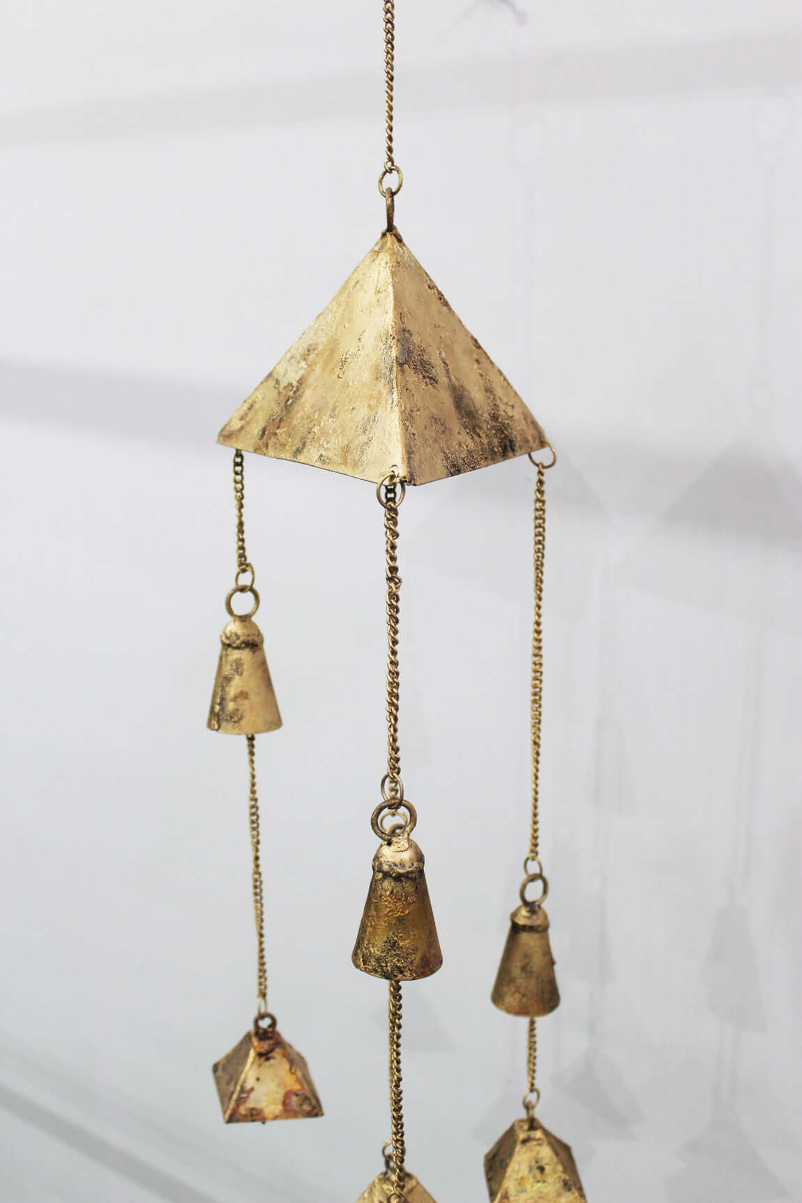 wrought iron brass finish wind chimes cow bells chimes 