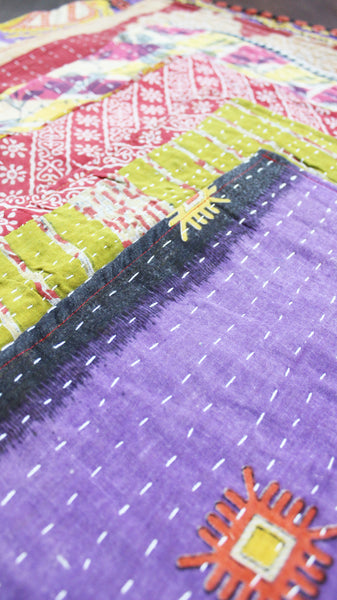 Indian Floral Print 100%Cotton Sari Fabric Napkins Assort. Kantha Work Reversible Table Napkins