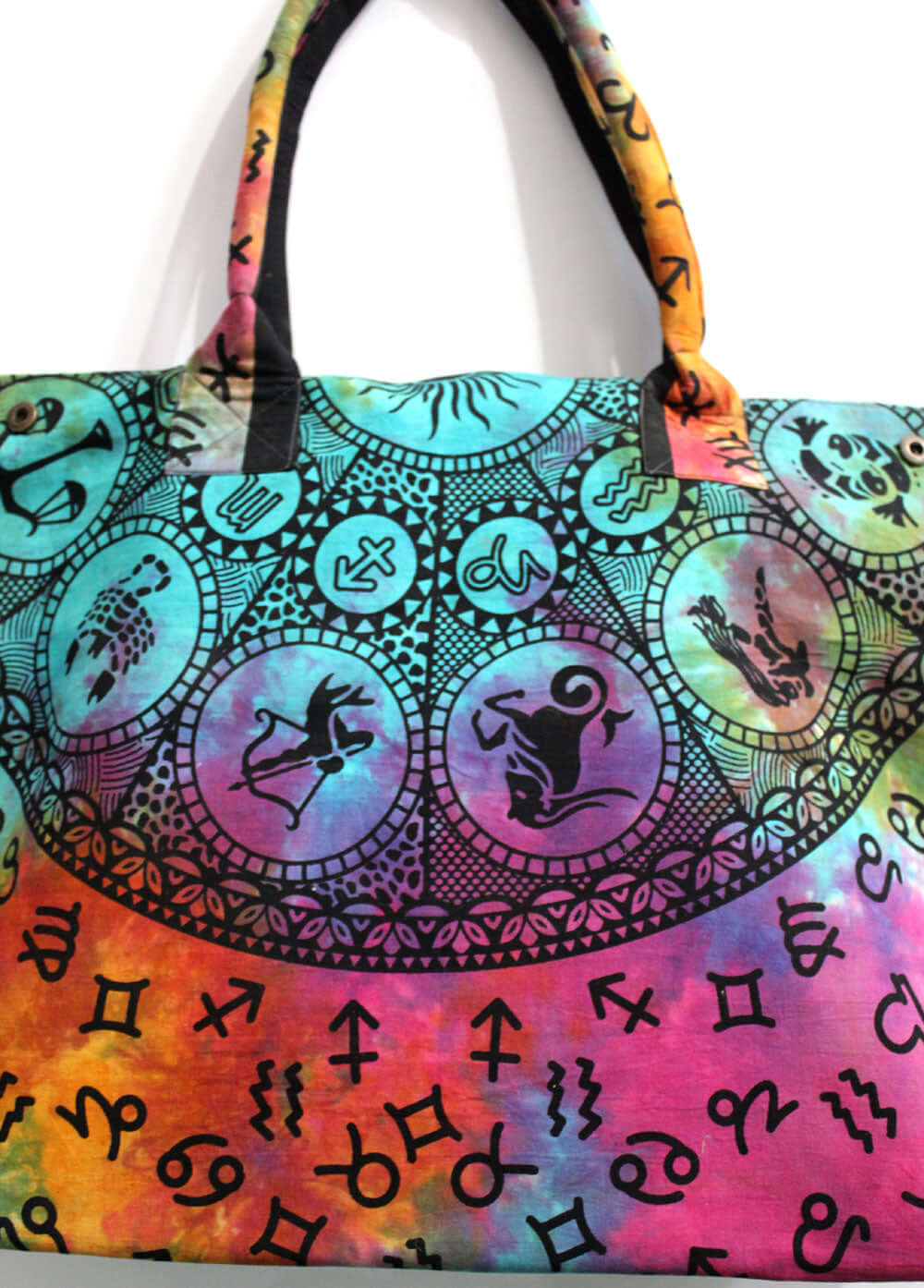 Multicolor Zodiac Tote Bag - Handmade Cotton Shopping Bag