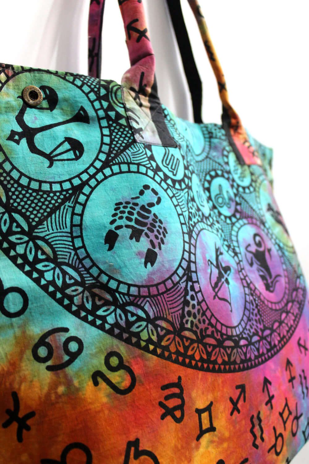 Multicolor Zodiac Tote Bag - Handmade Cotton Shopping Bag