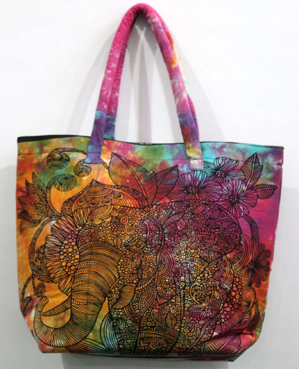 Handmade Multicolor Elephant Design Tote Bag