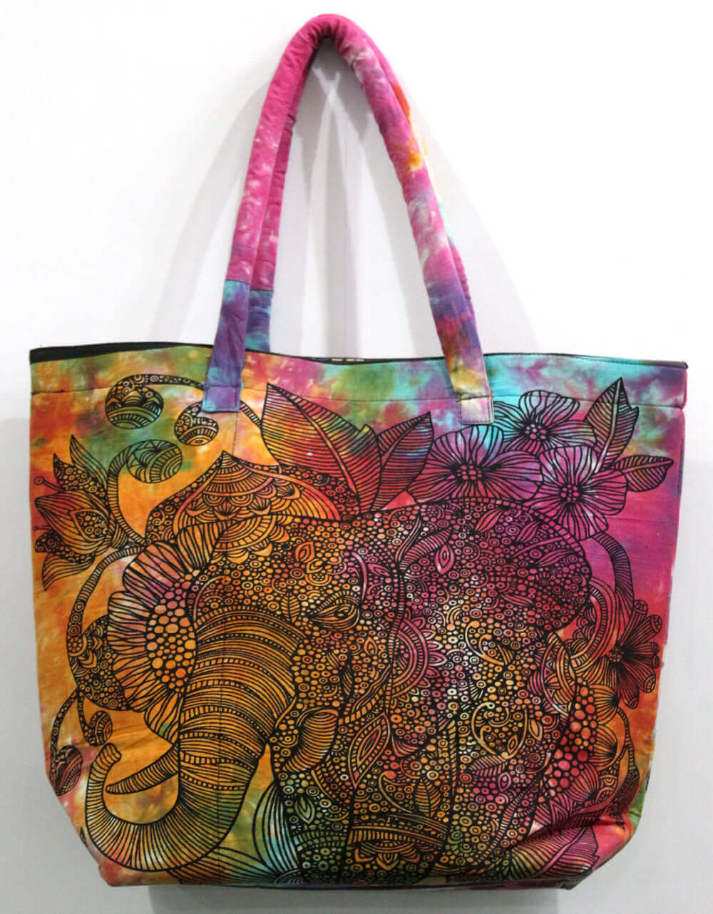 Handmade Multicolor Elephant Design Tote Bag
