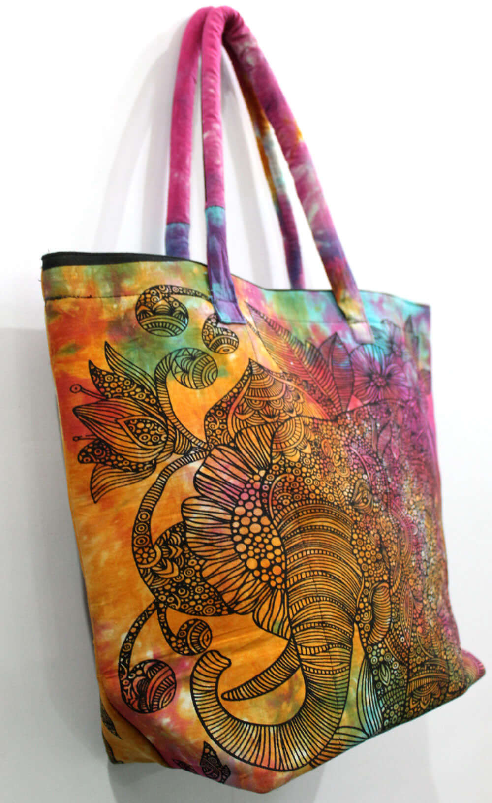 Handmade Multicolor Elephant Design Tote Bag