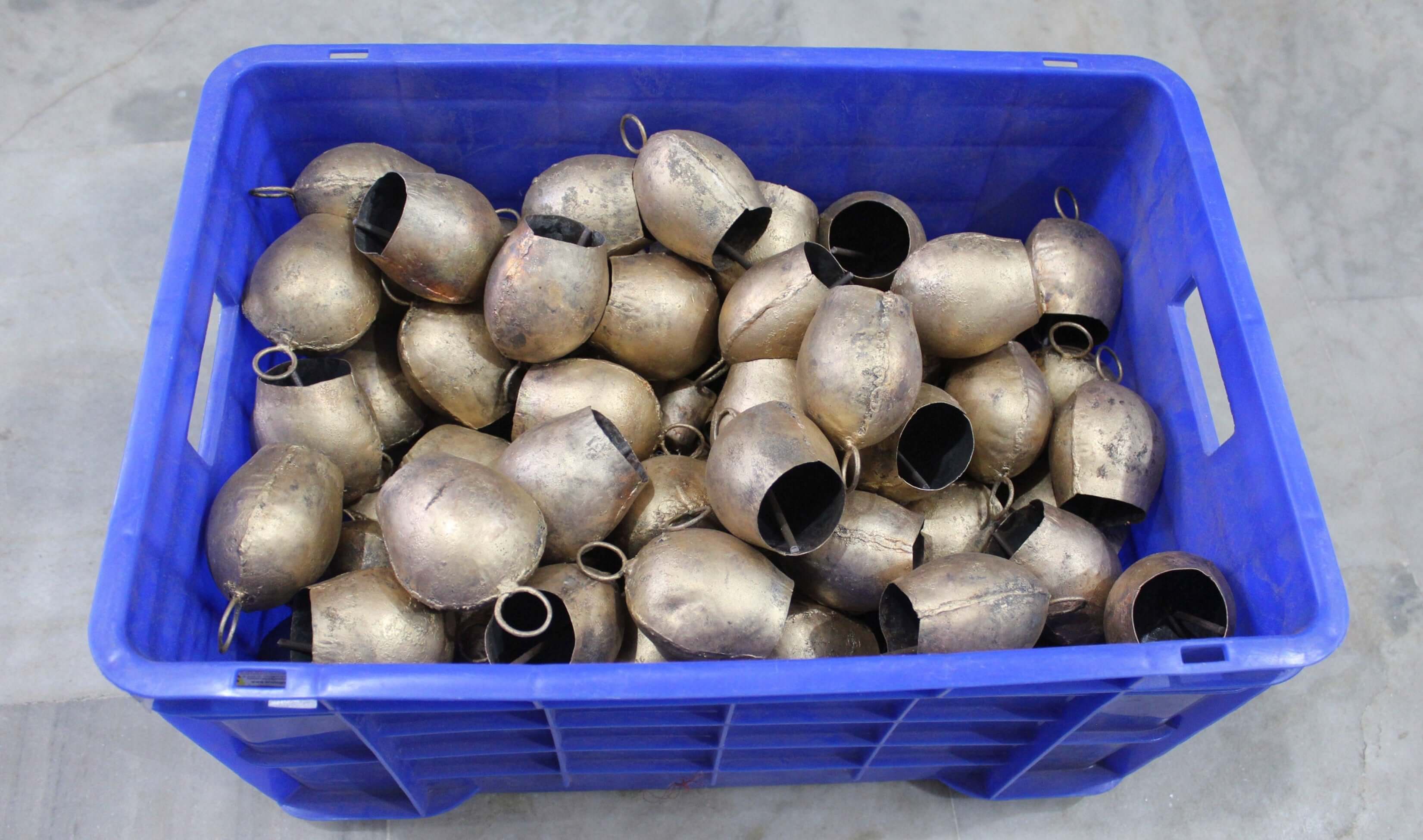 Shop our 4" Vintage Shabby Chic Tin Bells, handmade from recycled iron for a soothing tinkle sound. Perfect for home decor or gifts!