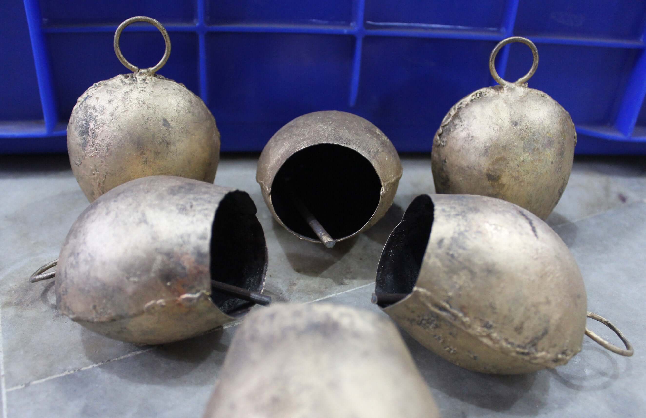 Shop our 4" Vintage Shabby Chic Tin Bells, handmade from recycled iron for a soothing tinkle sound. Perfect for home decor or gifts!