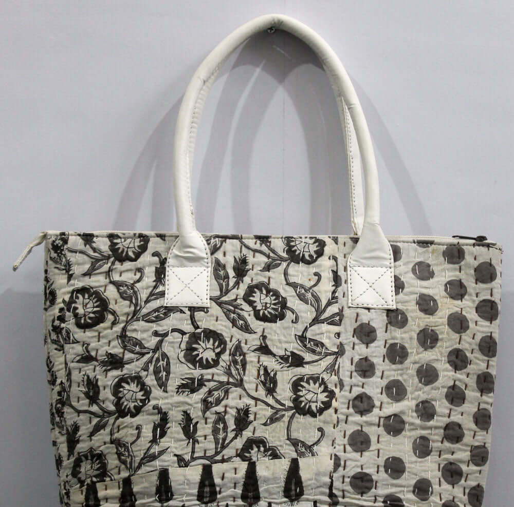 Designer tote bag with zipper top
