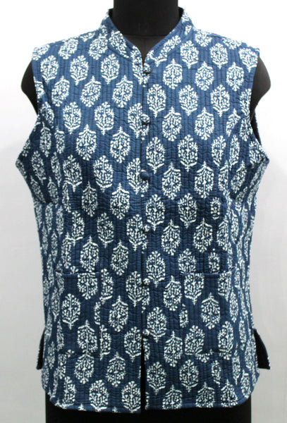 Women Printed Blue Quilted Cotton Lightweight Fashion Wear Jacket