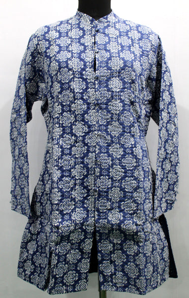 Women Printed Blue Kantha Stitch Cotton Lightweight Fashion Wear Jacket