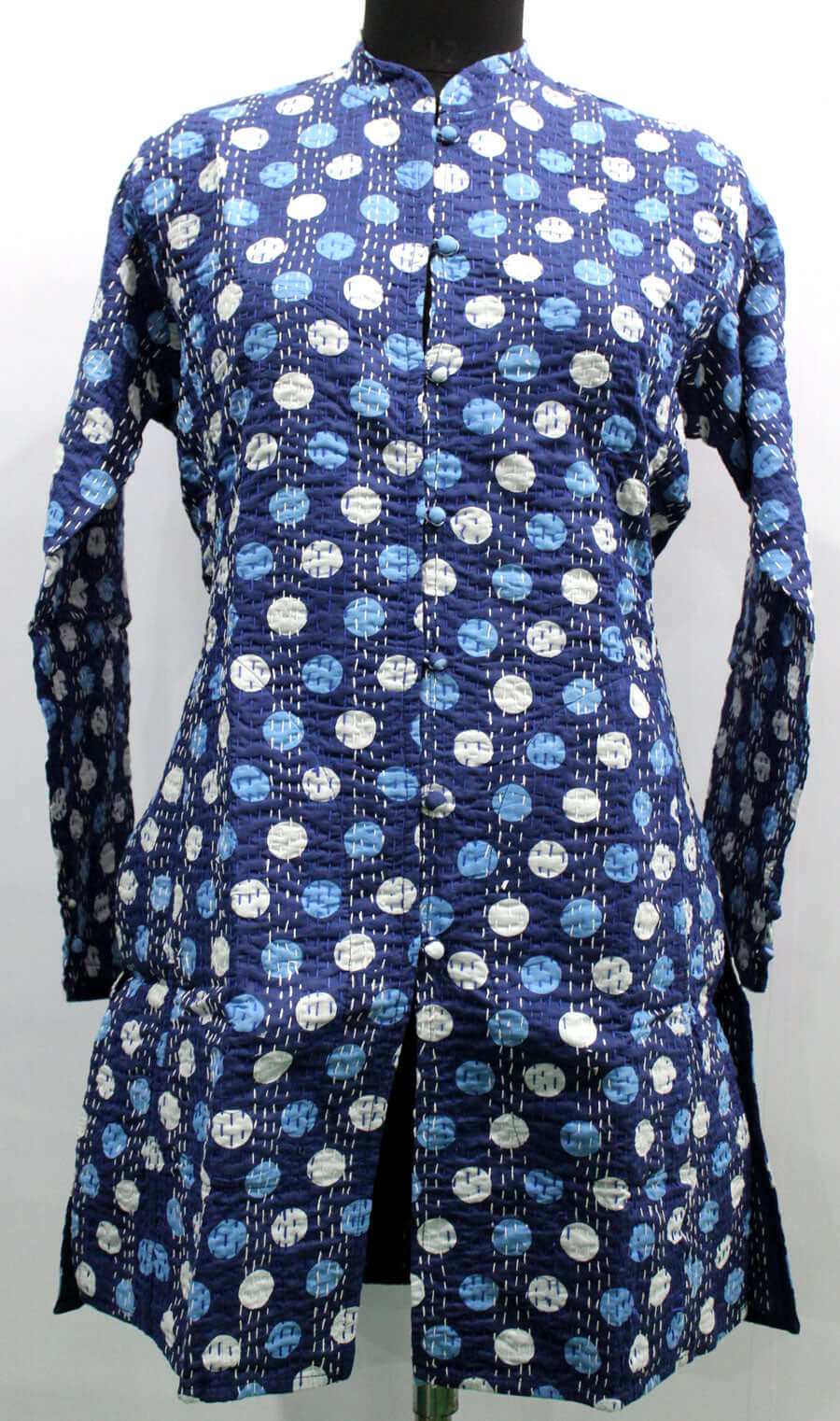 Women’s Lightweight Blue Kantha Stitch Cotton Jacket