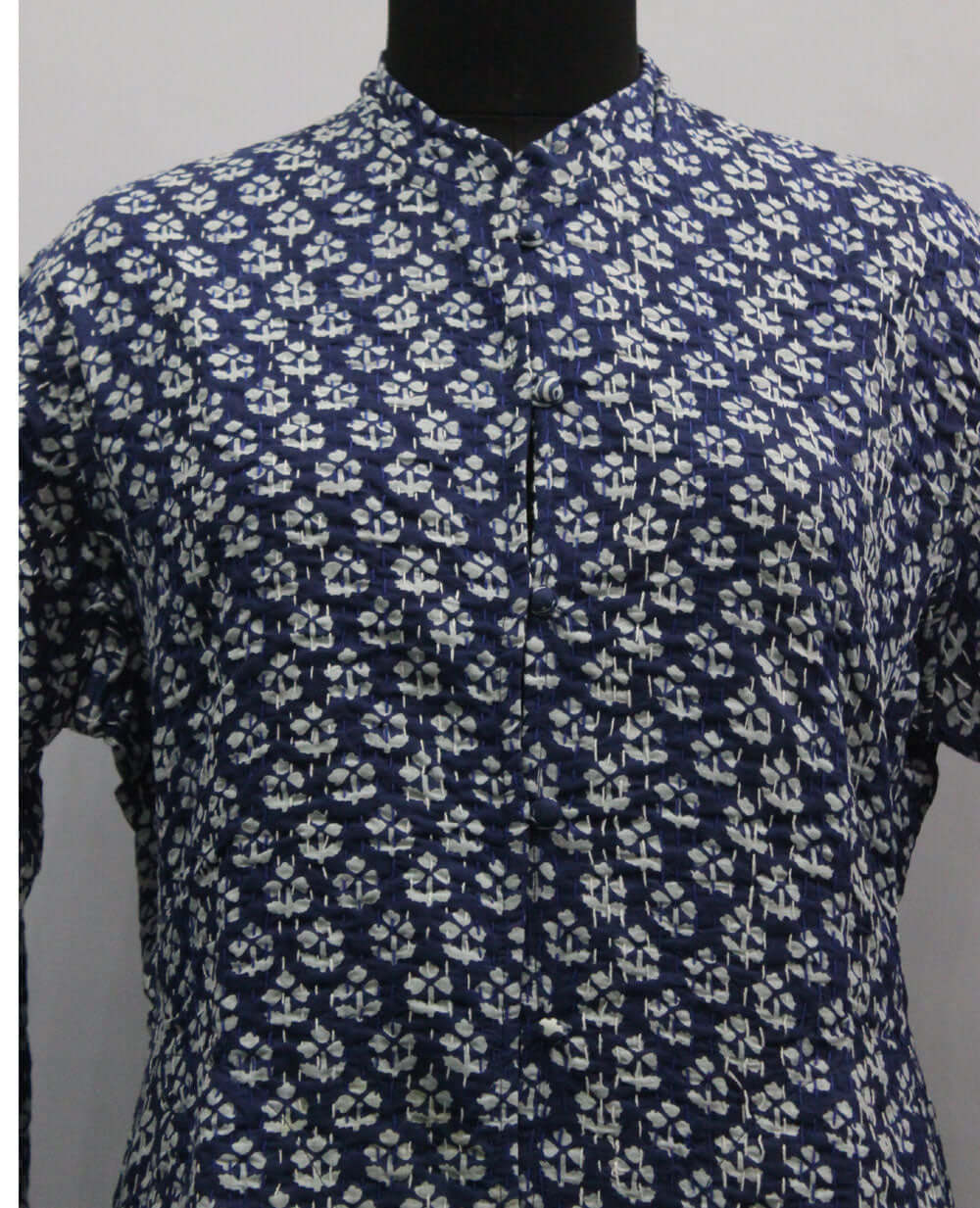 Women’s Blue Kantha Stitch Lightweight Cotton Jacket
