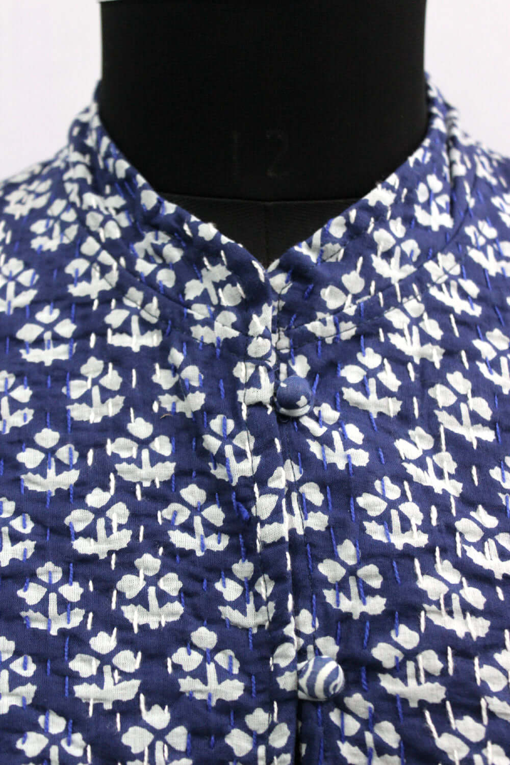 Women’s Blue Kantha Stitch Lightweight Cotton Jacket