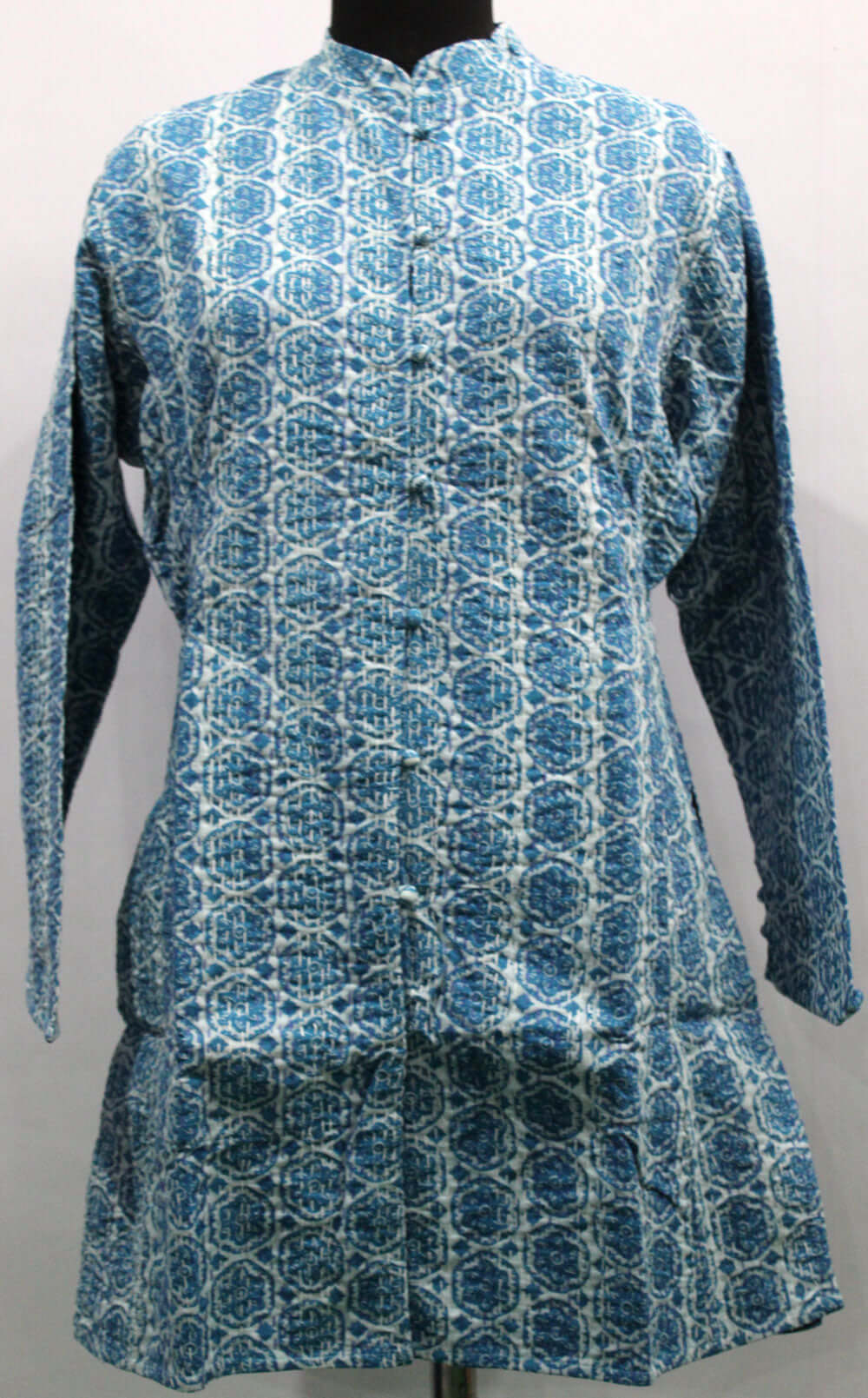 Women's Blue Kantha Stitch Cotton Fashion Jacket