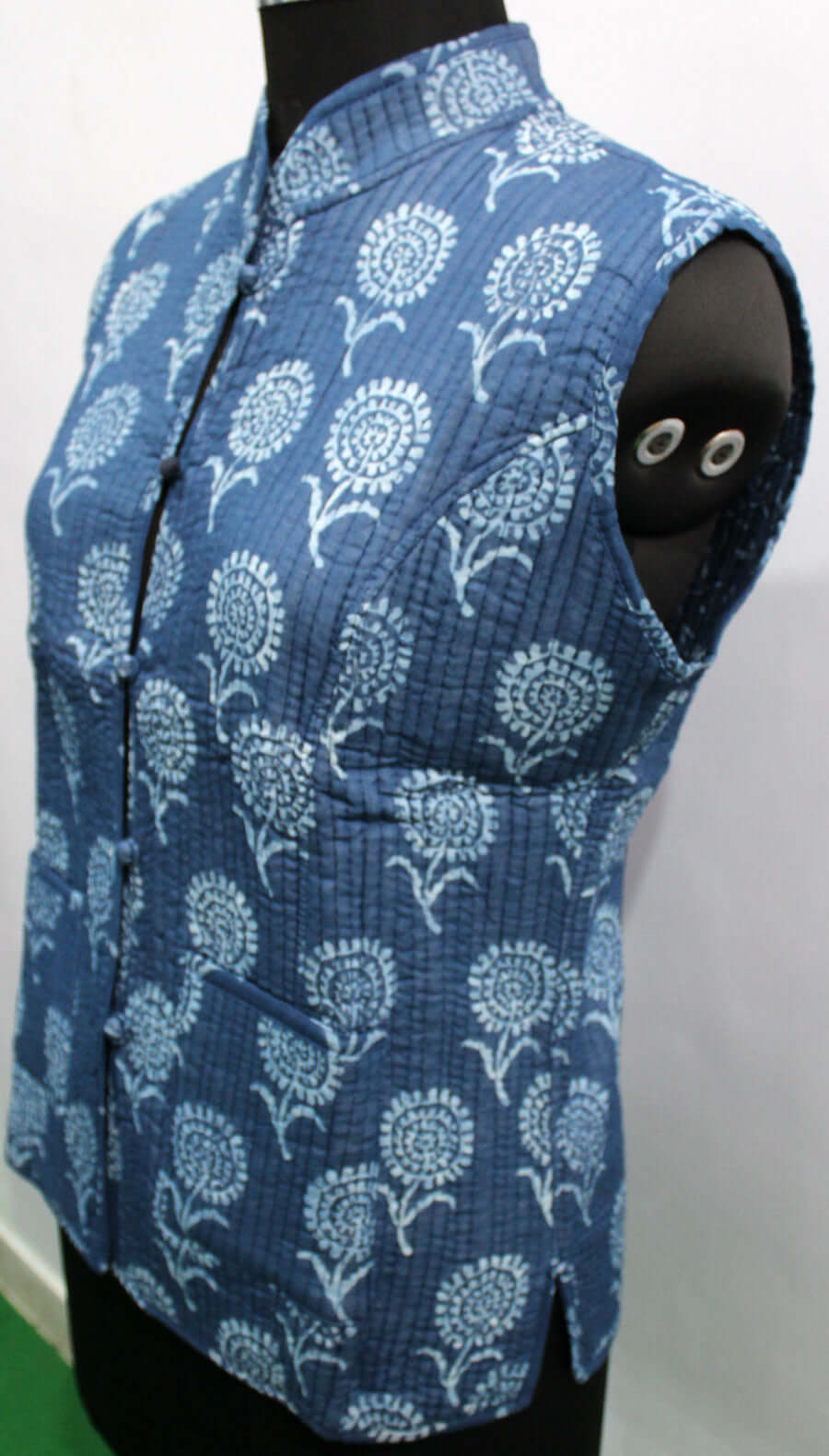 Reversible Women's Blue Quilted Cotton Jacket