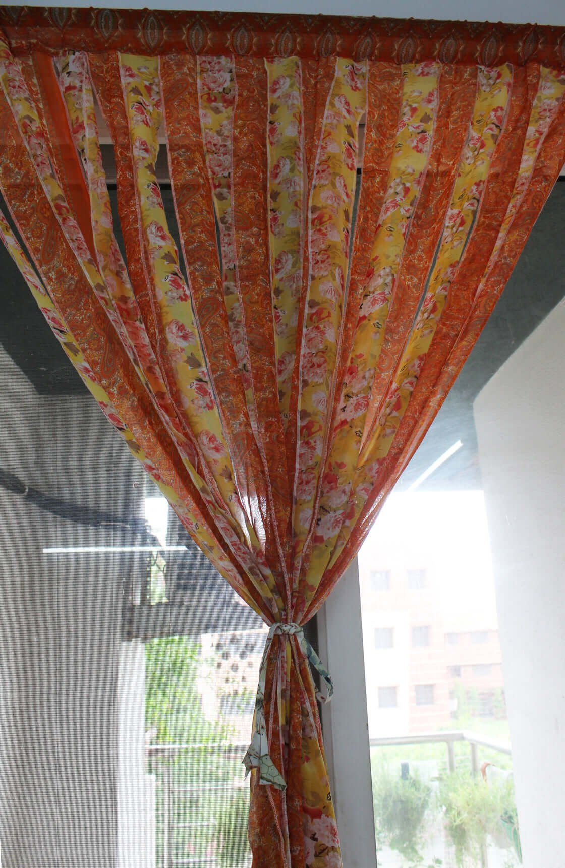 Bohemian Silk Sari Doorway Curtain - Hippy Decor