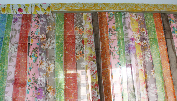 Mango Gifts New Indain Silk Sari Fabric Strip Doorway Curtain Bohemian Theme Hippy Hippie Gypsy Bohemian Decor