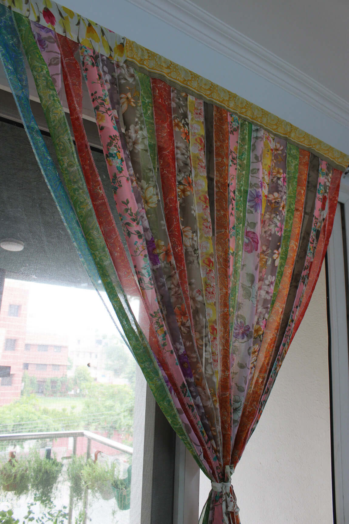 Bohemian Silk Sari Doorway Curtain - Hippy Decor