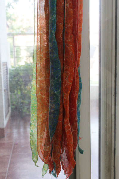 Mango Gifts New Indain Silk Sari Fabric Strip Doorway Curtain Bohemian Theme Hippy Hippie Gypsy Bohemian Decor