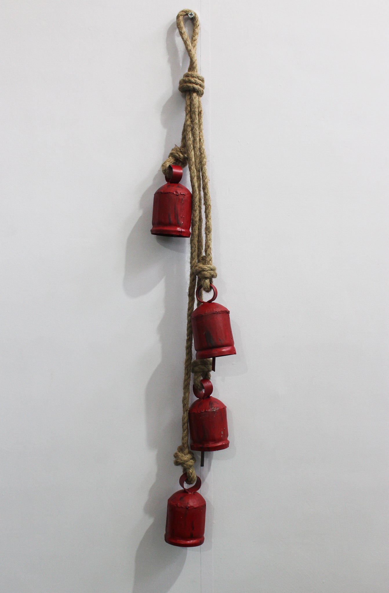 Large Metal Silver Hanging Bells on a Rope Decorative Metal Bells Hanging  Bells Silver Bells Outdoor Bells Christmas Bells 