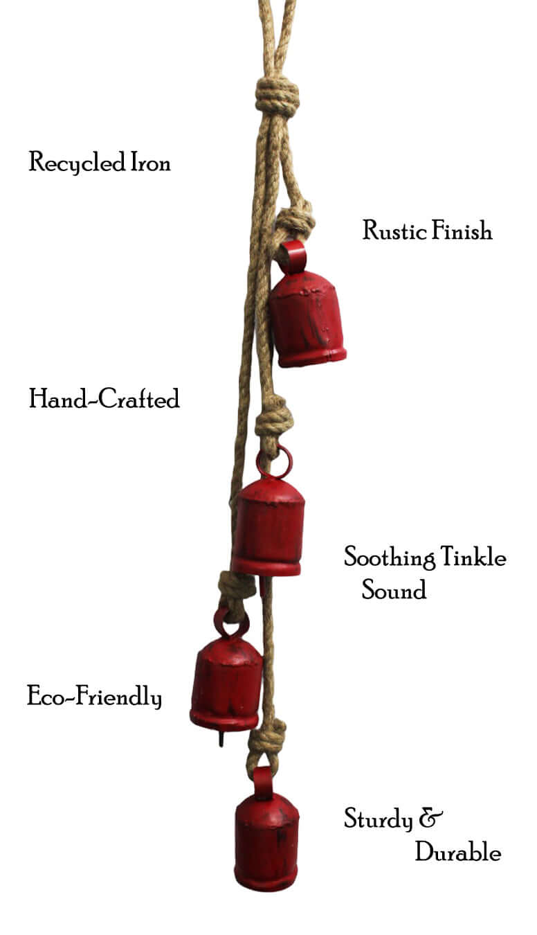 Antique Look Recycled Iron Cow Bells | Rustic Garden Chimes