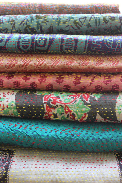 Vintage Kantha Silk Scarves 