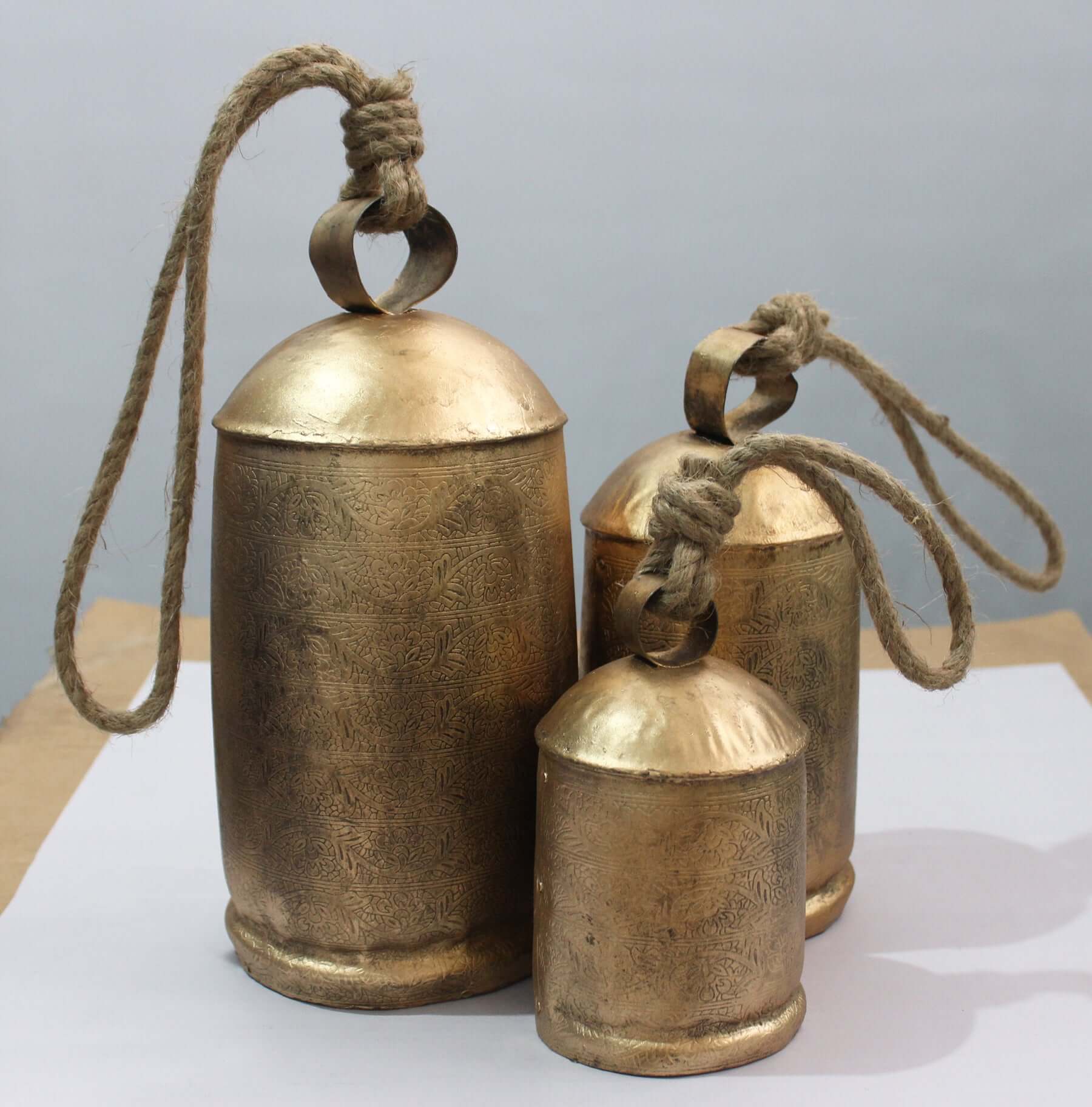 Antique Gold Harmony Cow Bells Set of 3