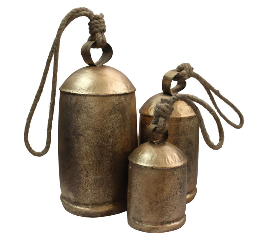 Antique Gold Harmony Cow Bells Set of 3