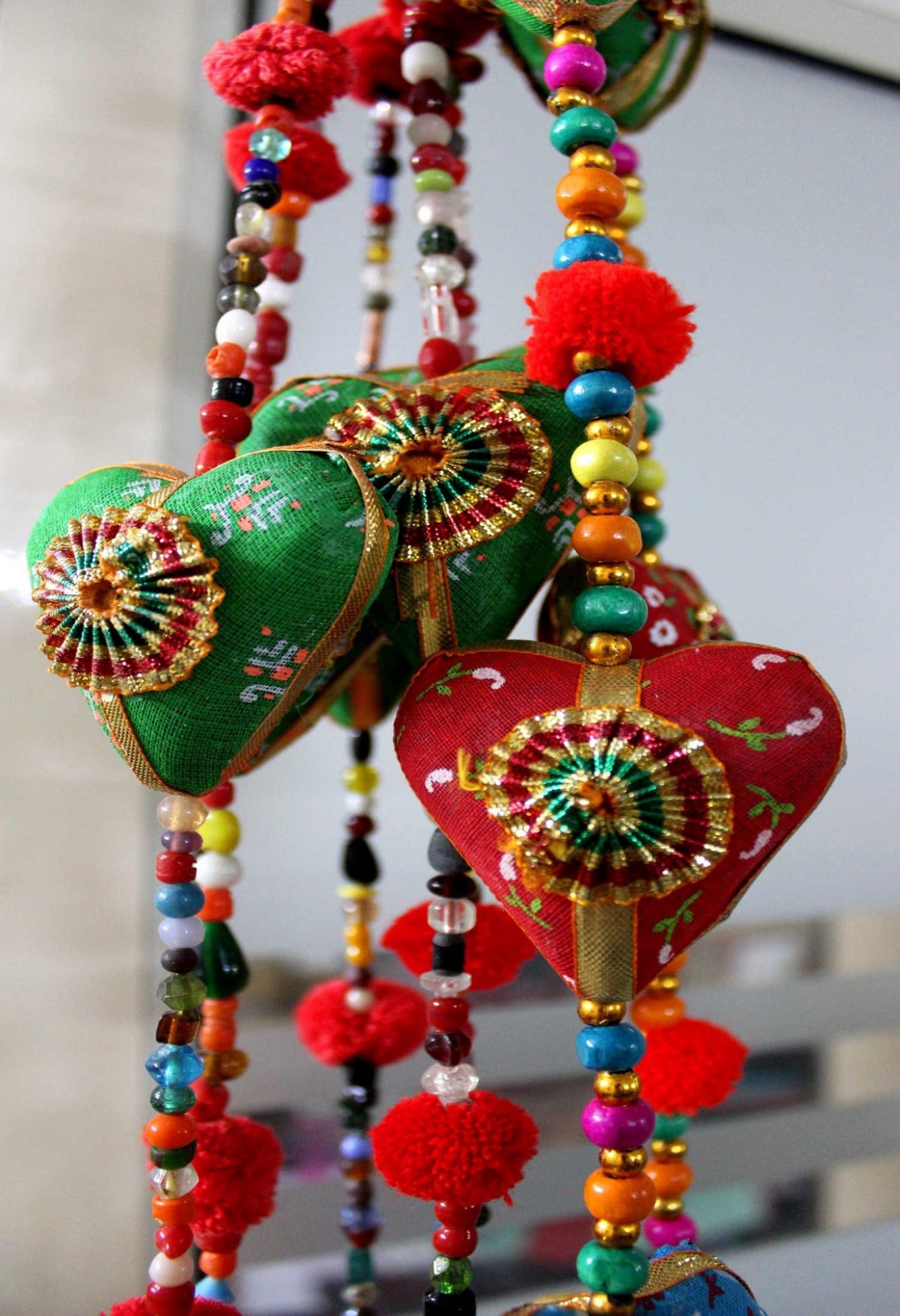 Handmade Decorative Cotton 5 Hearts Wall Hanging Decor