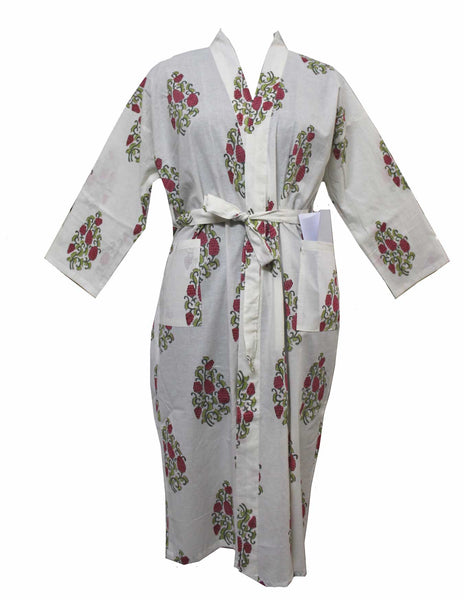 Hand Block Print 100%Cotton Kimono Bathrobe Women Floral Dress Wholesale Lot - Mangogiftsstore