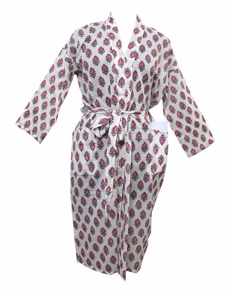 Hand Block Print 100%Cotton Kimono Bathrobe Women Floral Dress Wholesale Lot - Mangogiftsstore