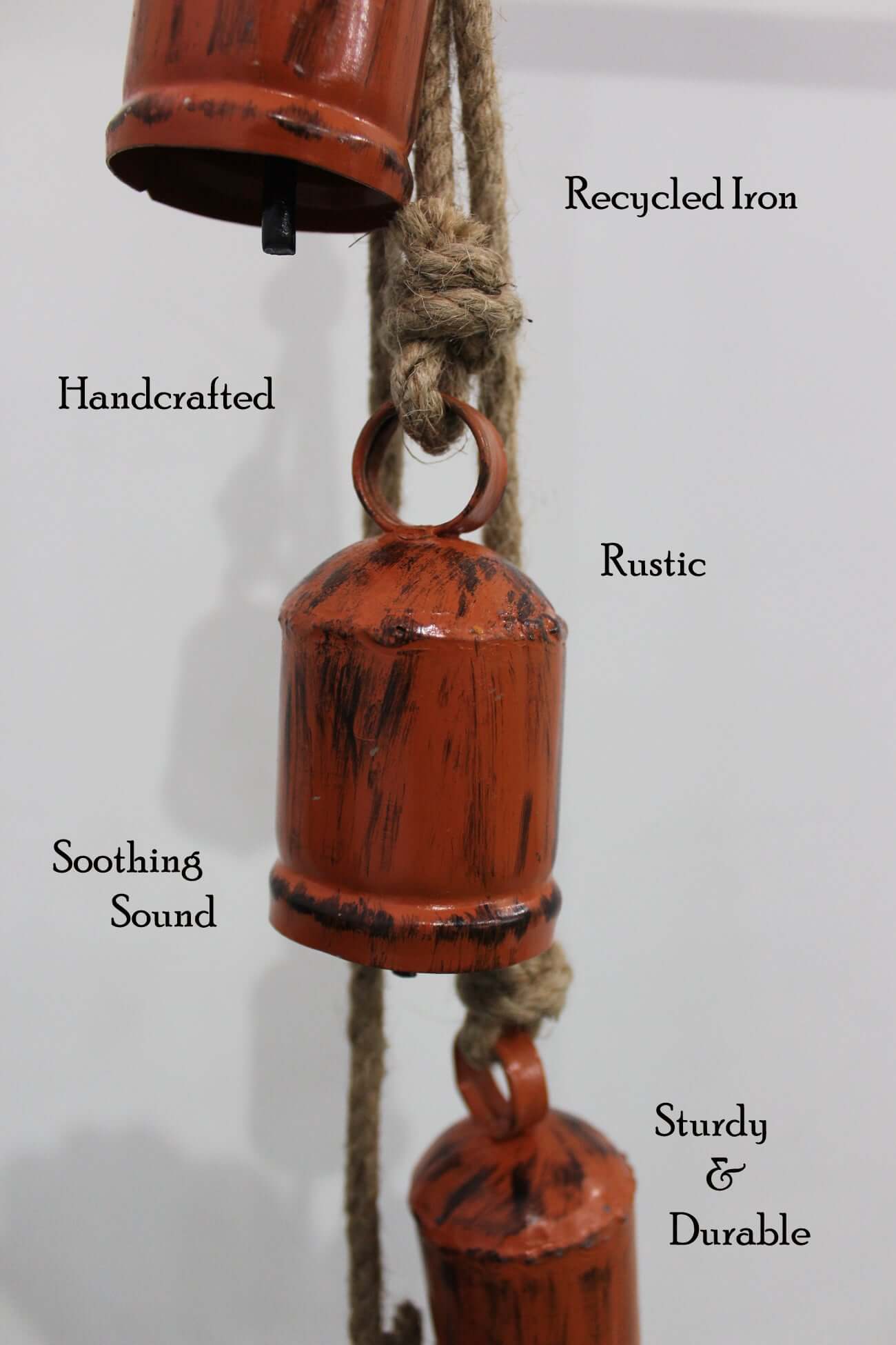 Antique Look Recycled Iron Cow Bells | Rustic Garden Chimes