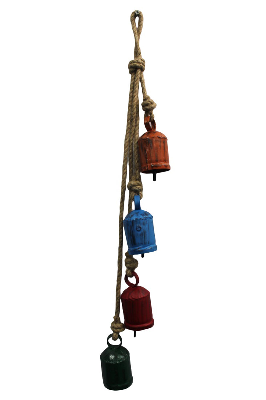 Recycled Iron Antique Look Cow Bells Hanging Vintage Chimes , Rustic Bells on Rope Indian Metal Crafts