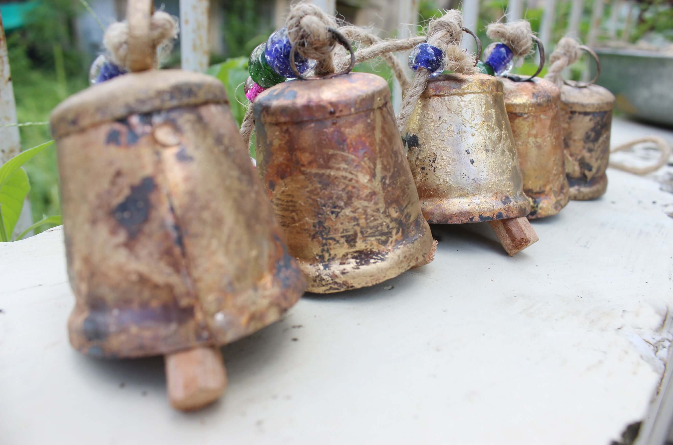 rustic vintage look windchimes patio decoration