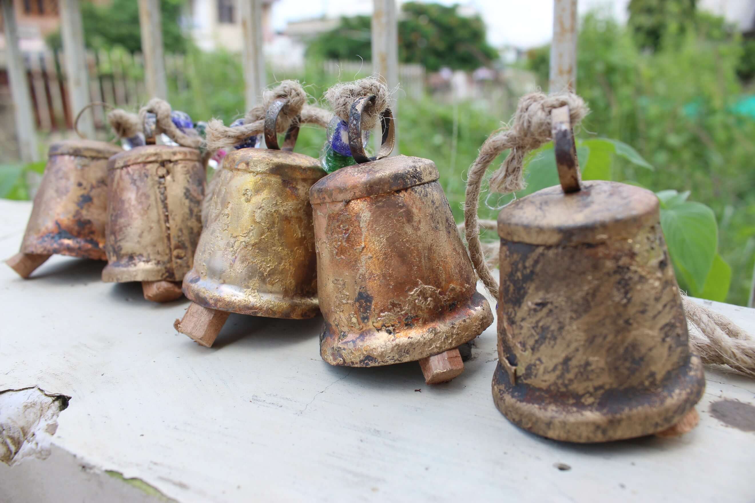 outhouse decor bells garland witch craft bells