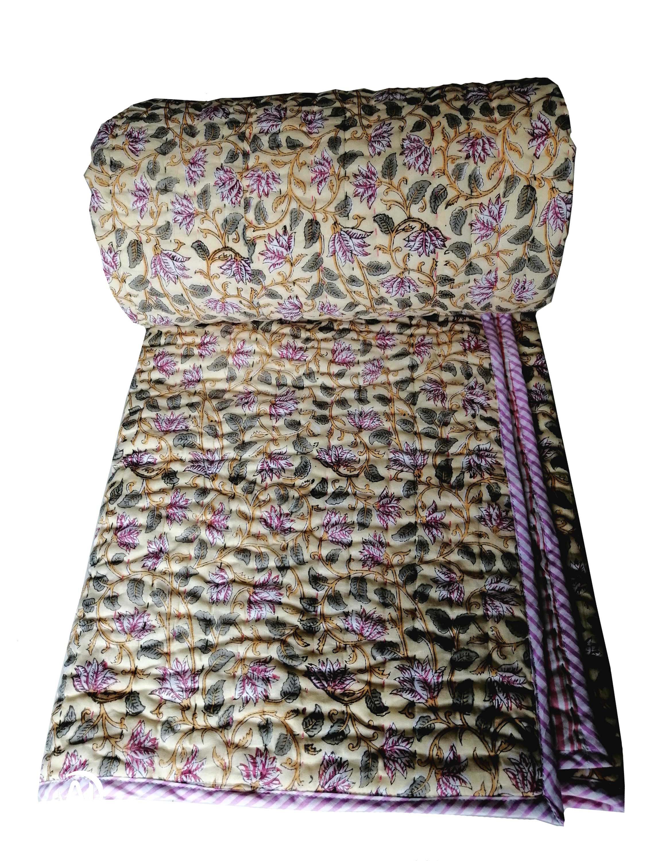 Reversible Katha Quilt 60x90 - Hand Quilted Jaipur Razai