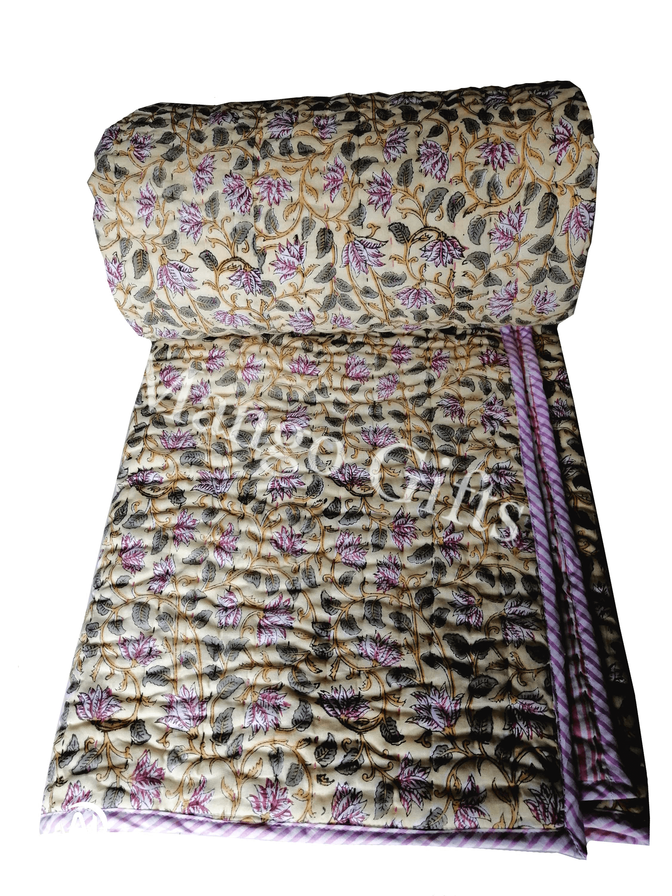 Reversible Katha Quilt 60x90 - Hand Quilted Jaipur Razai