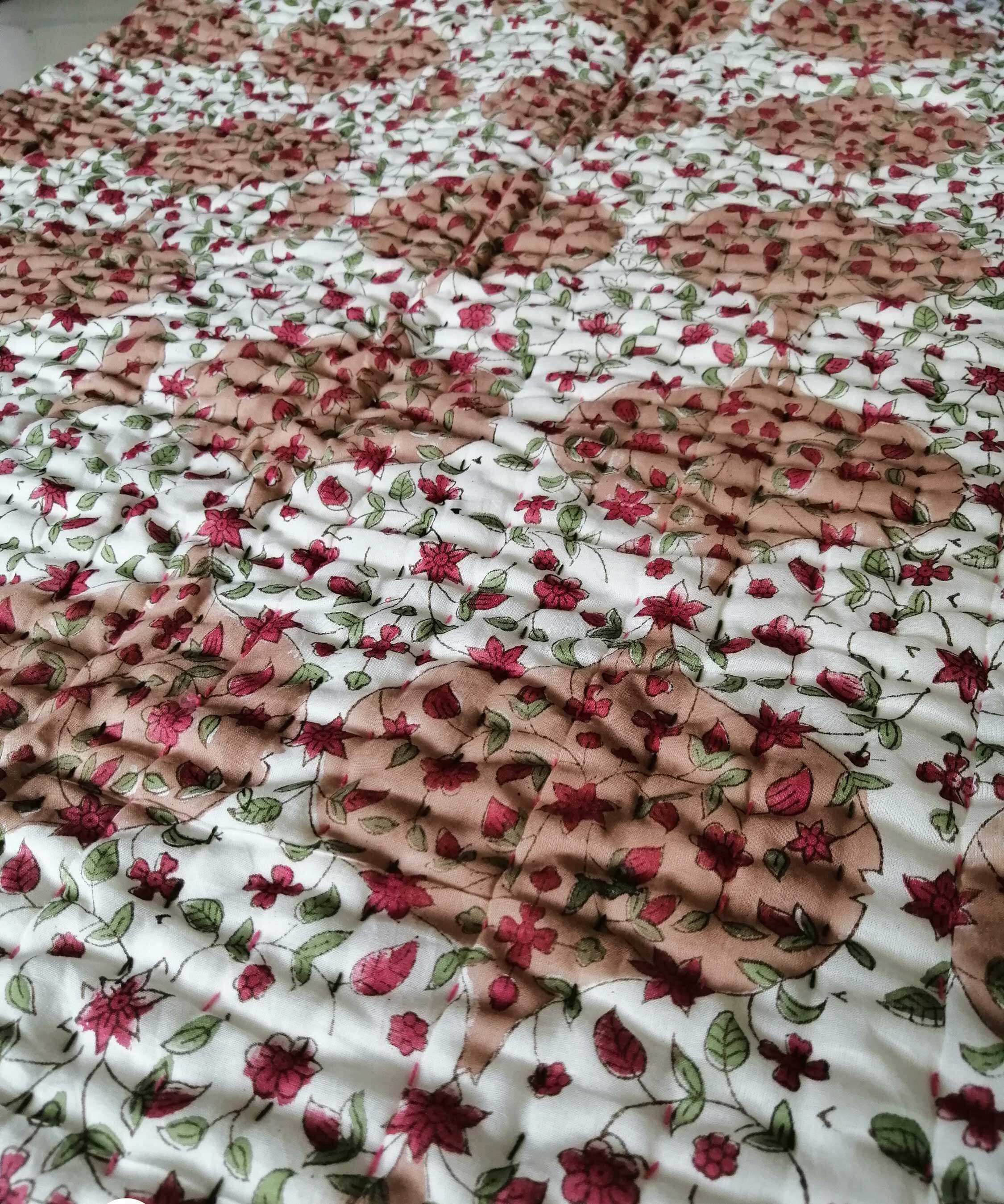 Reversible Katha Quilt 60x90 - Hand Quilted Jaipur Razai