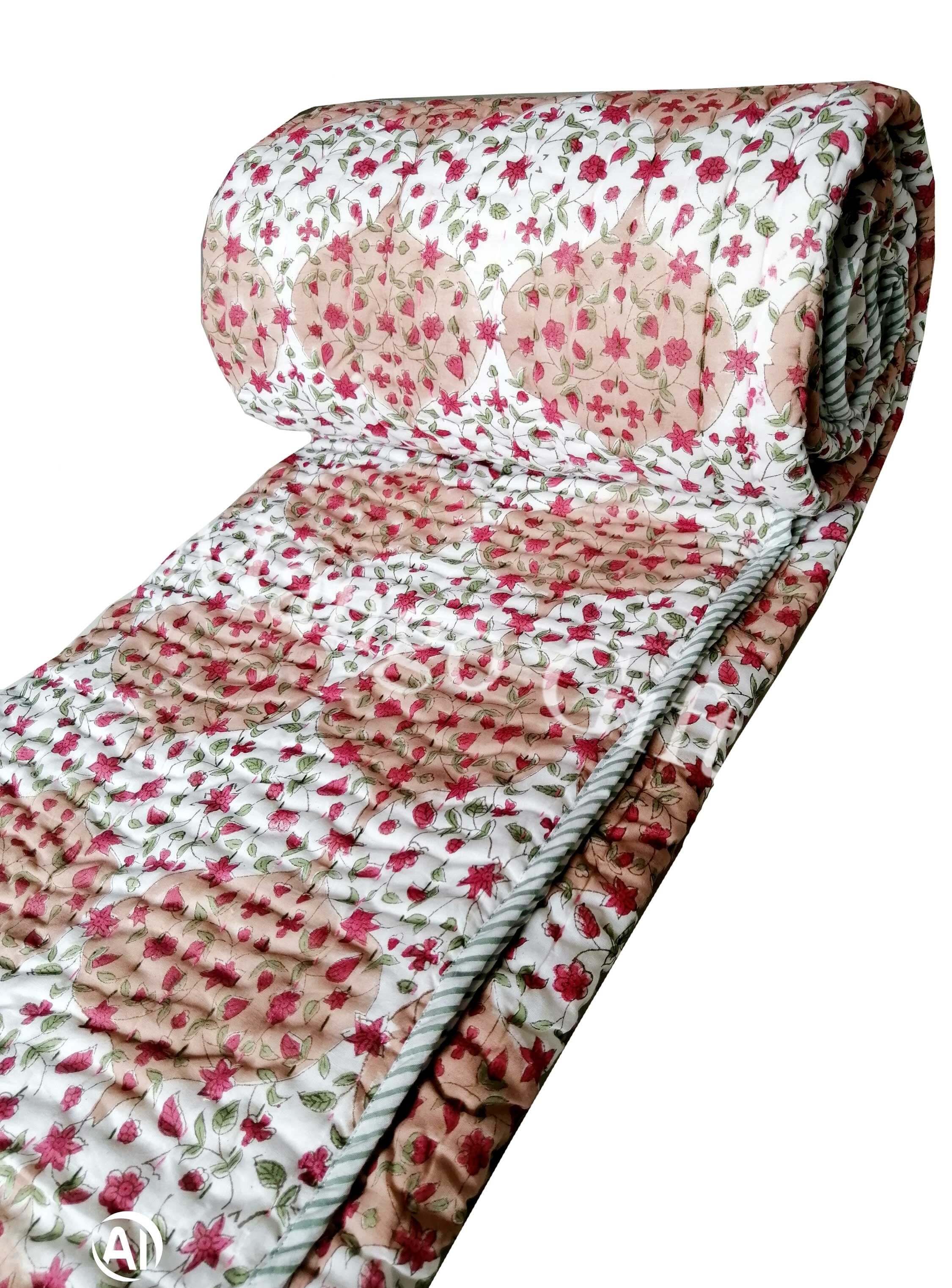 Reversible Katha Quilt 60x90 - Hand Quilted Jaipur Razai