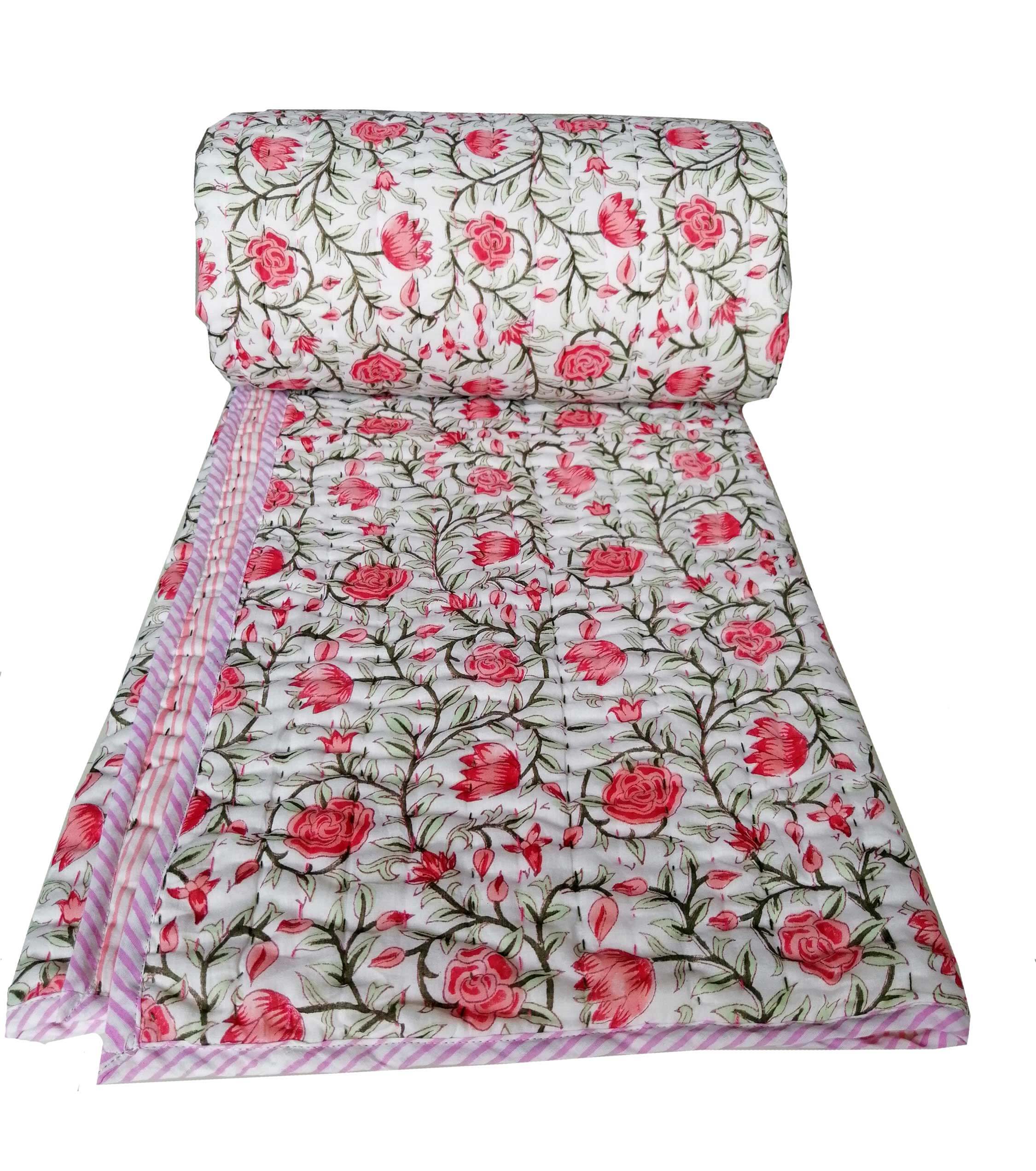 Reversible Katha Quilt 60x90 - Hand Quilted Jaipur Razai