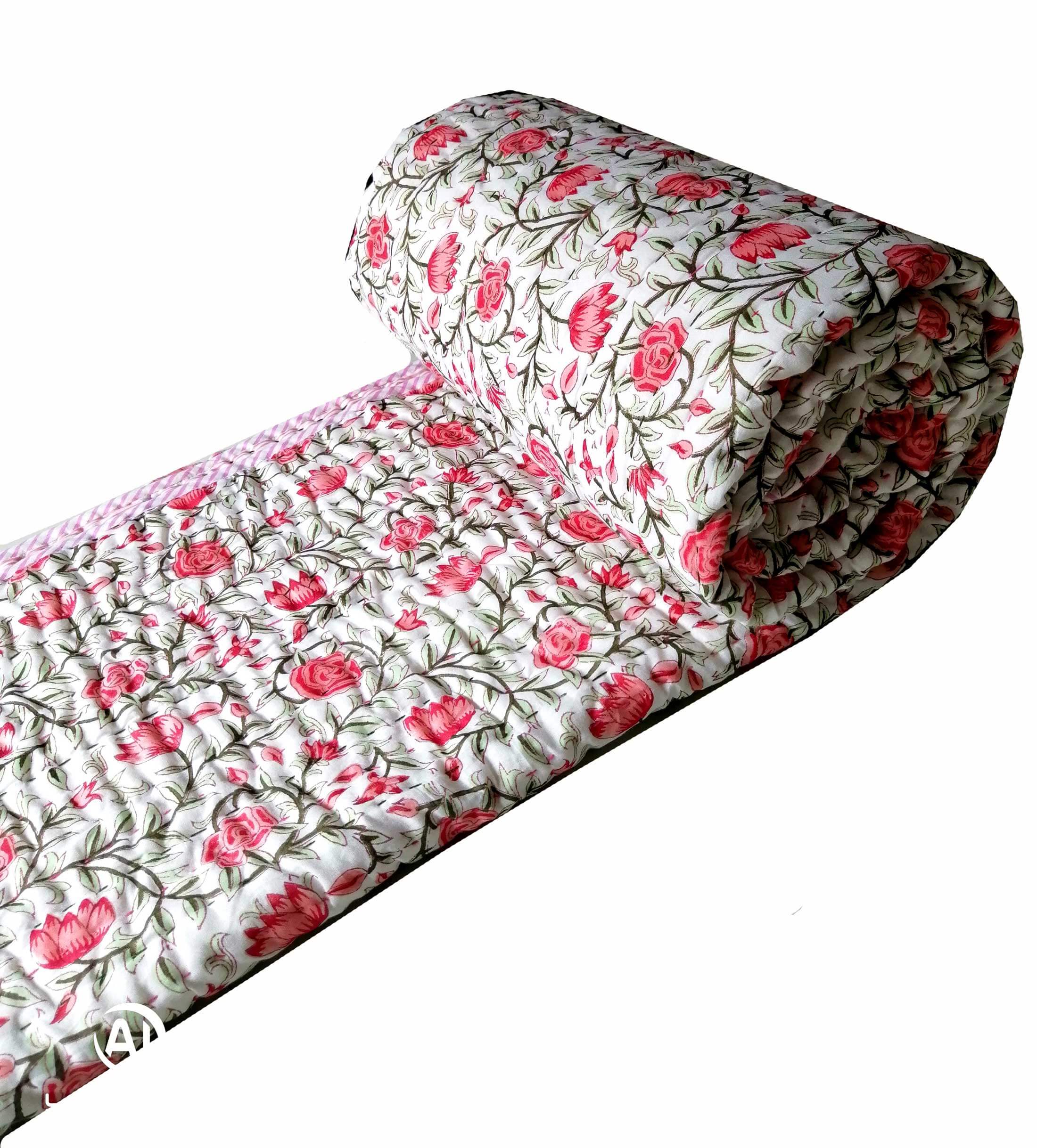 Reversible Katha Quilt 60x90 - Hand Quilted Jaipur Razai