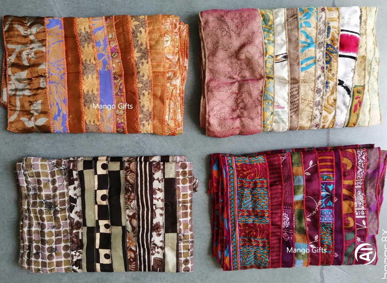 Handmade Vintage Silk Sari Scarves & Stoles from India Recycled Sari