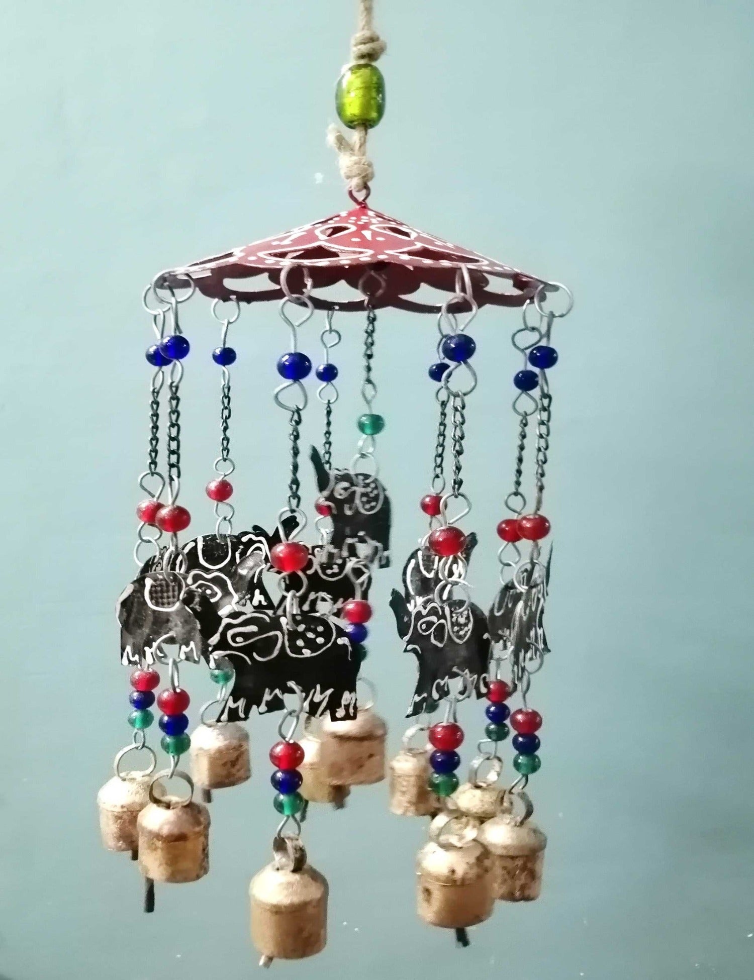 Elephant Wind Chimes with Beads & Bells - Home Decor