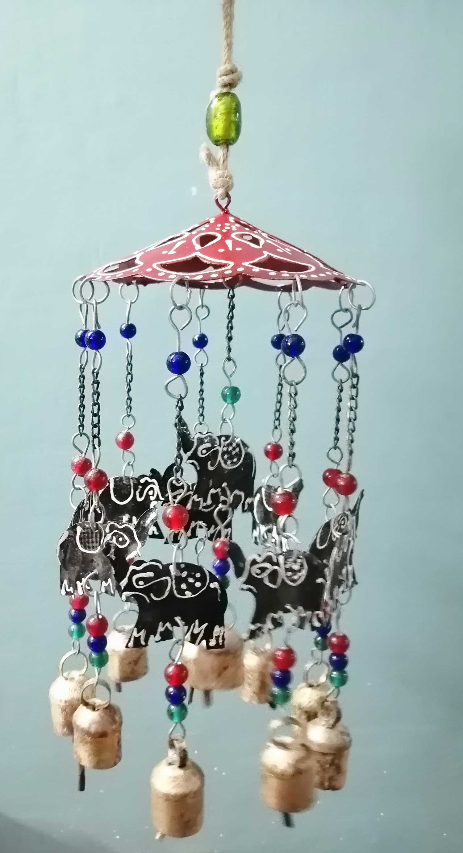 Elephant Wind Chimes with Beads & Bells - Home Decor
